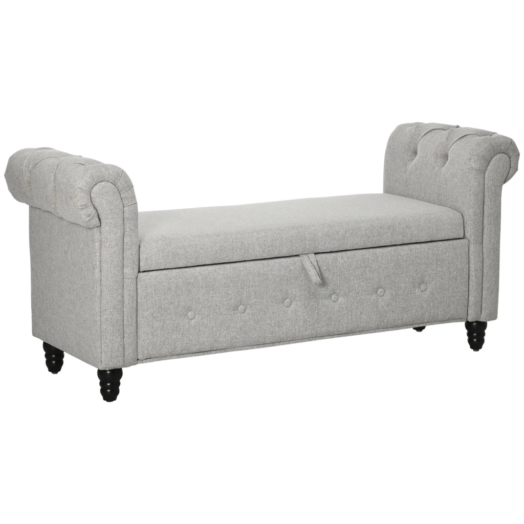 Divano 2 posti in tessuto con cassetti e piedi in legno ¨C Minimal ¨C Grigio 146.5x49x72