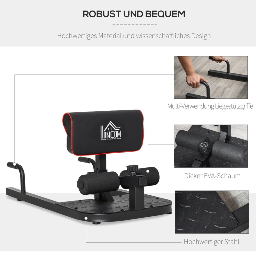 Sissy Squat Squat Trainer 3 in 1, regolabile fino a 120 kg, acciaio nero, attrezzo per allenare gambe e addominali per allenamenti efficaci.