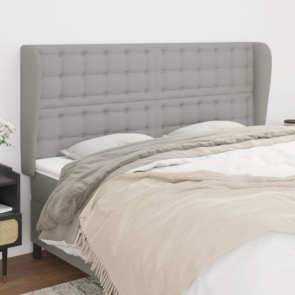 Testiera | Testata ad Orecchio Grigio Chiaro 203x23x118/128 cm in Tessuto