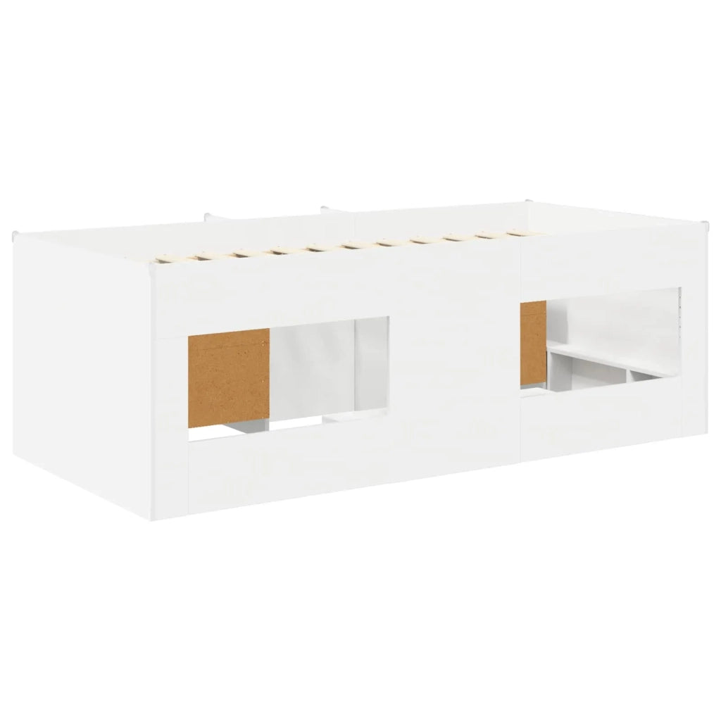 Letto singolo | Letto per adulti | Struttura Letto Loft con Mobile 3 pcs Bianco Legno multistrato