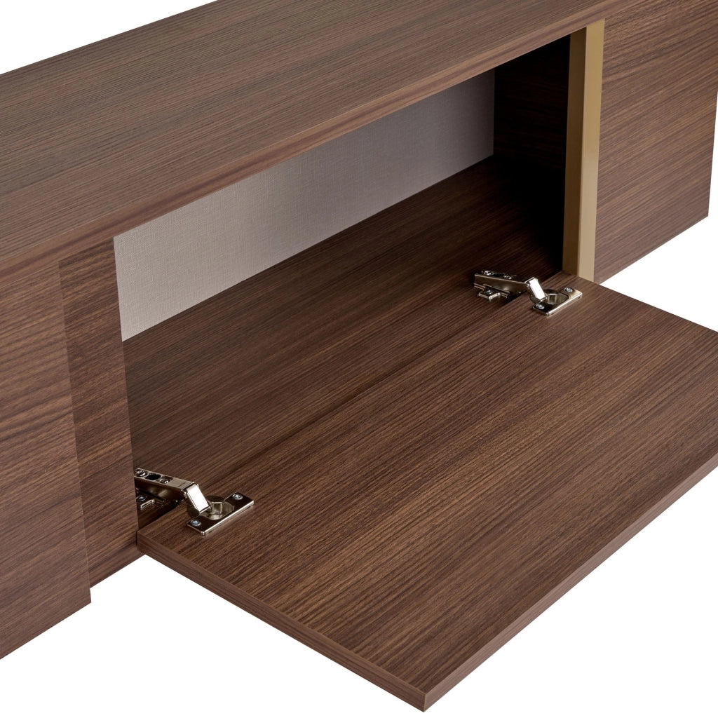 Porta TV in legno "Onera" - 180 x 30 x 50 cm - Noce / Oro