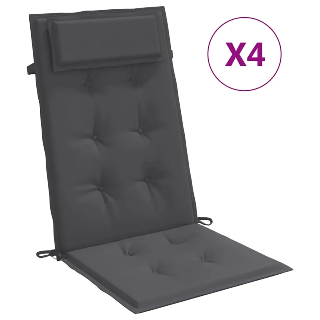 Cuscini per Sedia Schienale Alto 4 pz | Cuscini per sedie Antracite Tessuto Oxford