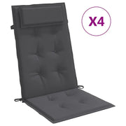 Cuscini per Sedia Schienale Alto 4 pz | Cuscini per sedie Antracite Tessuto Oxford