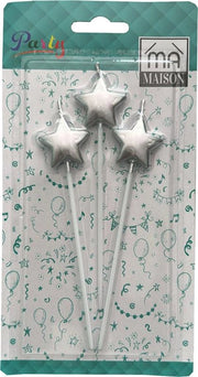 CANDELINA DECORATIVA "STELLA ARGENTATA" 3PZ