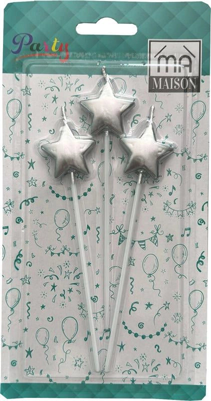 CANDELINA DECORATIVA "STELLA ARGENTATA" 3PZ
