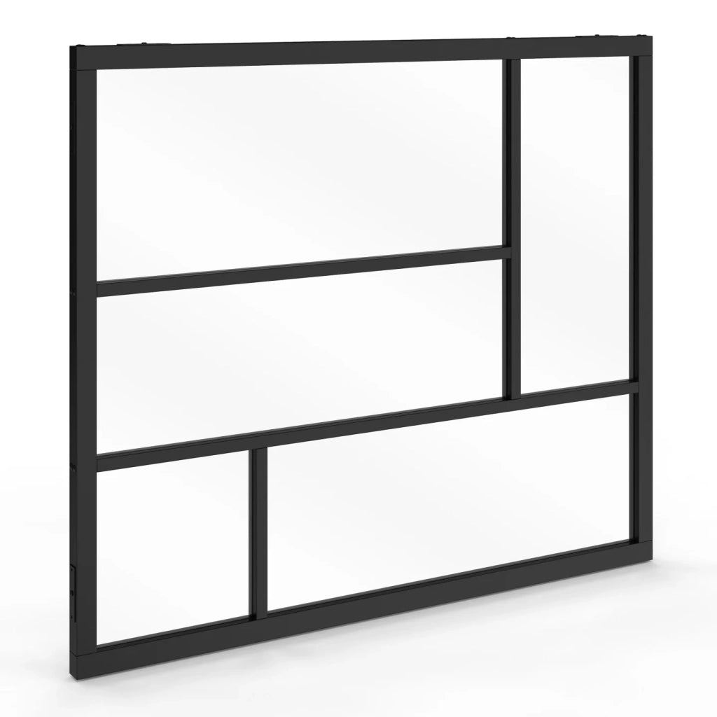 IDMarket - Tetto geometrico in vetro da studio L. 93 x H. 108 cm in metallo nero e vetro temperato