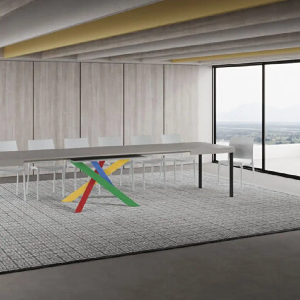 Tavolo allungabile 180/440x90 cm Volantis cashmere gambe multicolore 4/B
