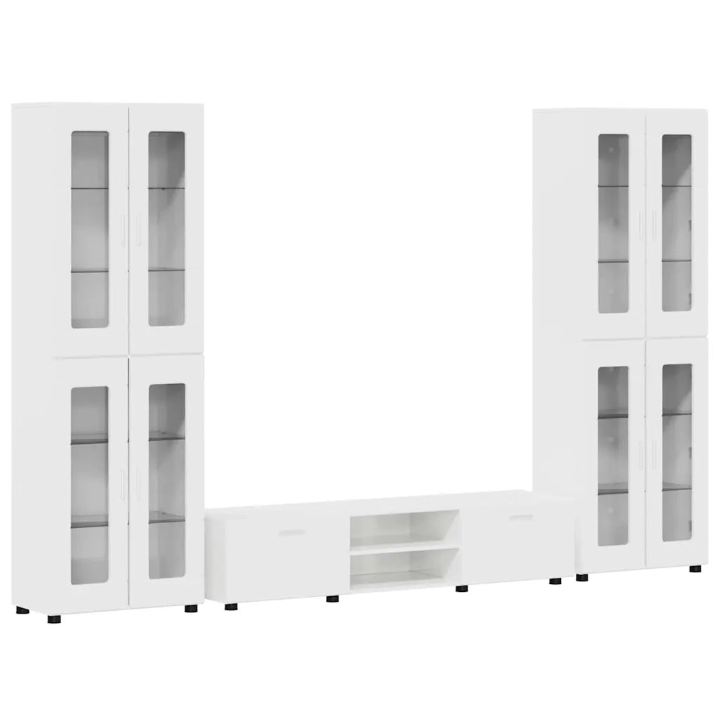 Set mobile TV con porta FLORIN Bianco Lucido Legno multistrato