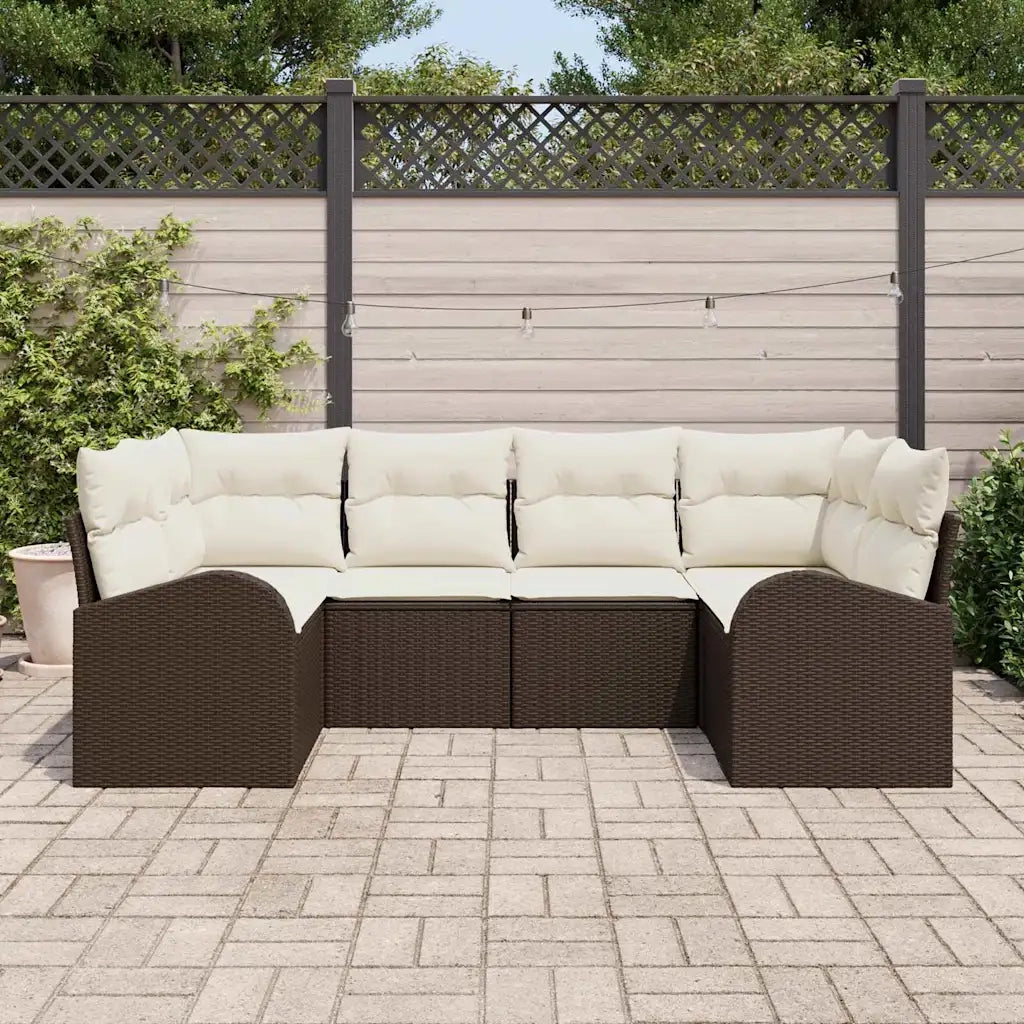 Set Divano da Giardino 6 pcs Marrone Rattan in Polipropilene