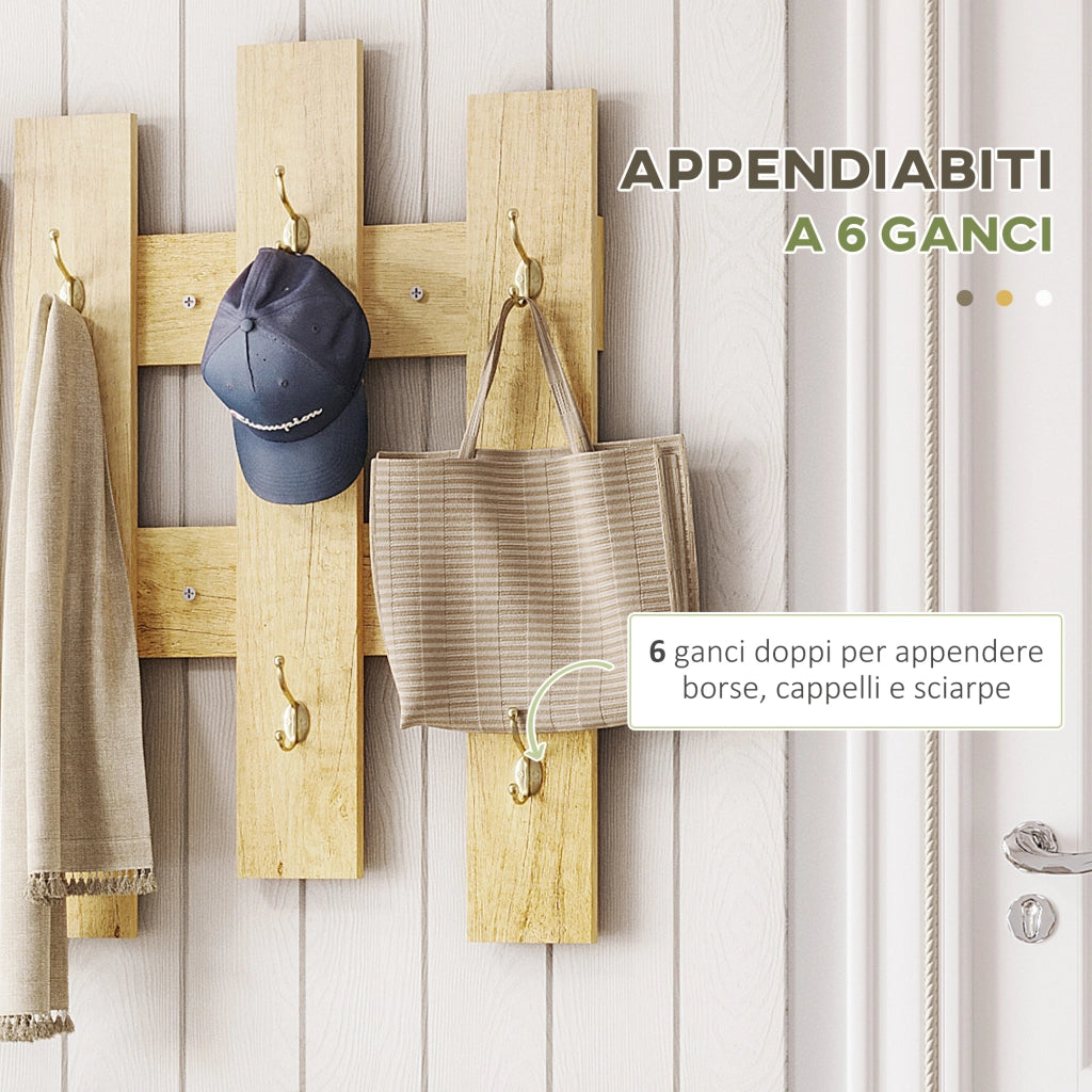 Set Ingresso 3 in 1 con Appendiabiti, Specchio e Scarpiera con Panca ¨C zephmum ¨C Legno