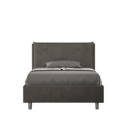 BS COM Letto una piazza e mezza senza rete imbottito 120x200 microfibra grigio