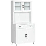 Mobile Cucina Bianco con Ante in Vetro ¨C Xylo ¨C 2 Armadietti, Mensole Regolabili, 80x48x170 cm