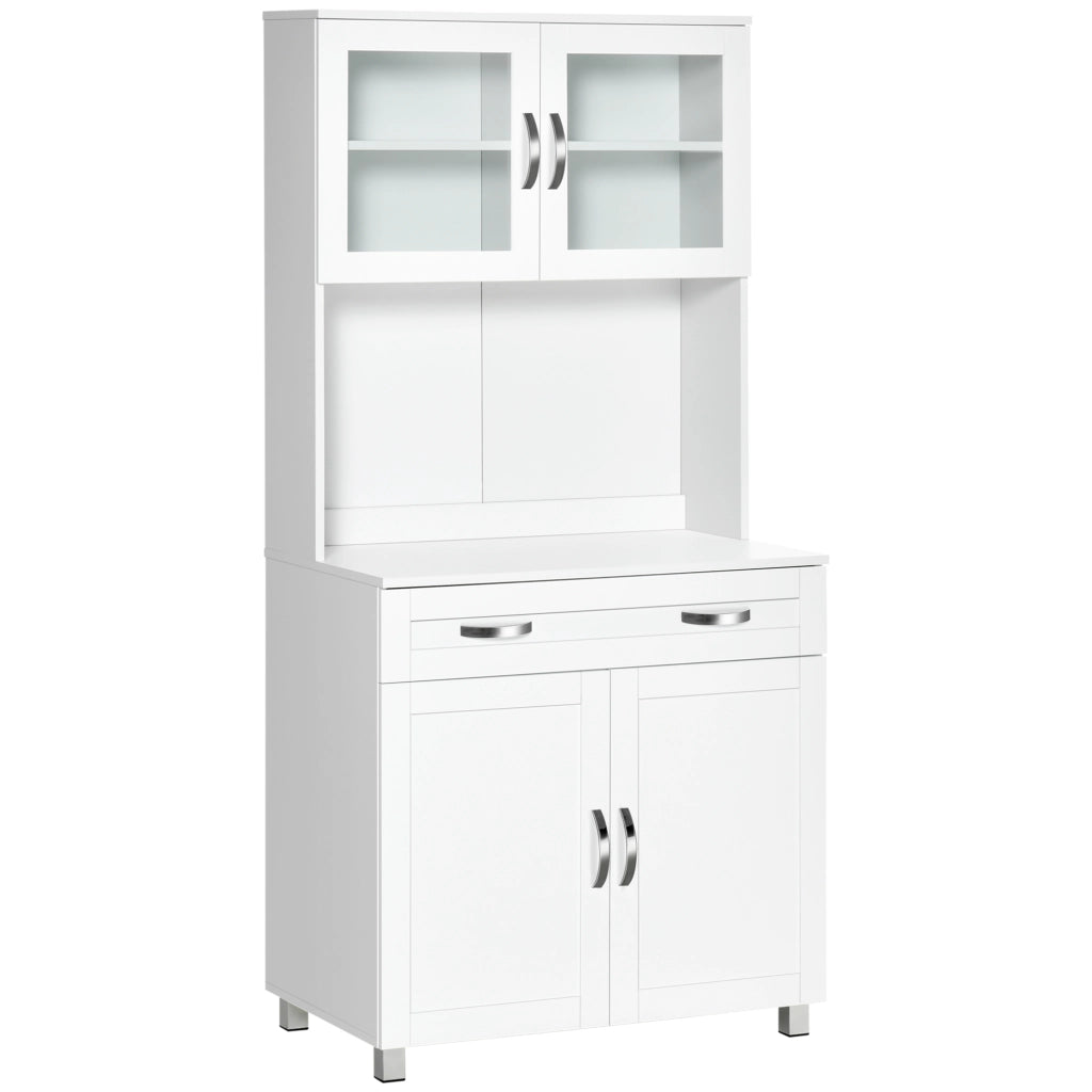 Mobile Cucina Bianco con Ante in Vetro ¨C Xylo ¨C 2 Armadietti, Mensole Regolabili, 80x48x170 cm