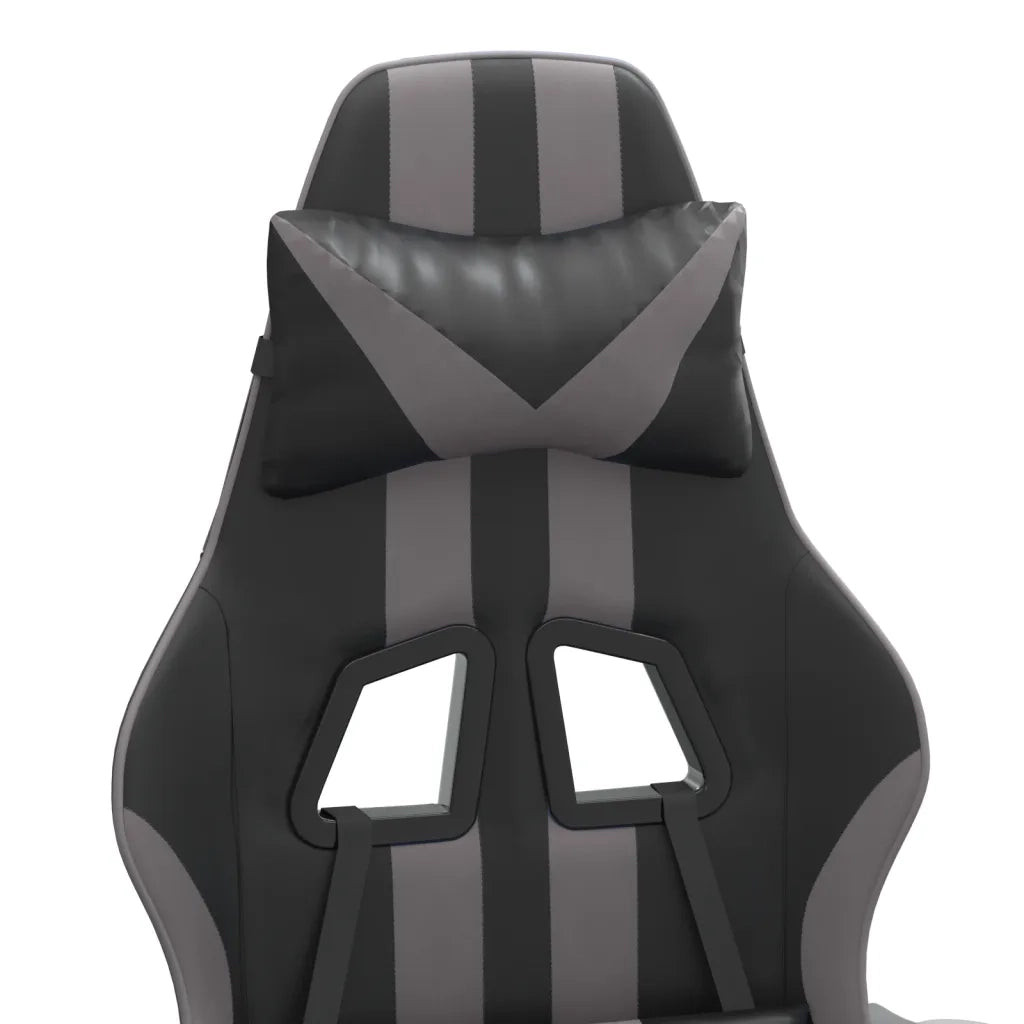 Sedia da Gaming | Sedia da e-sports Girevole Poggiapiedi Nero e Grigio Similpelle