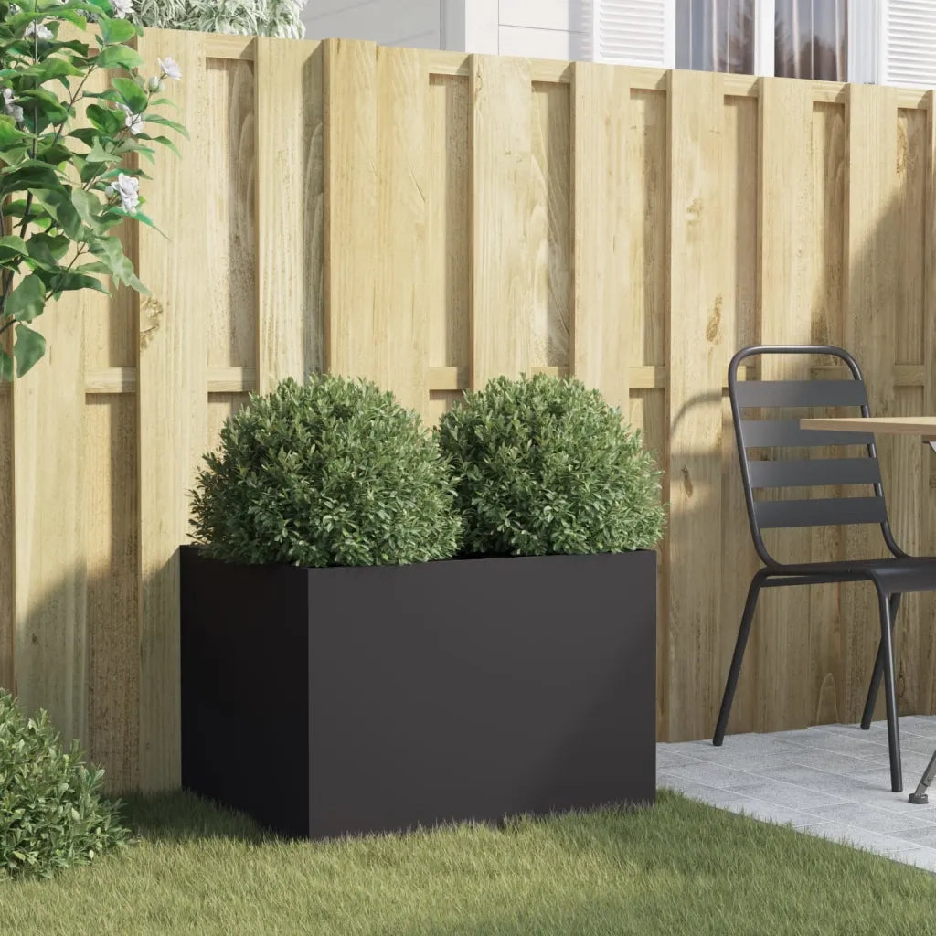Fioriera-Vaso da Esterno-Contenitore per Piante Nera 62x47x46 cm in Acciaio