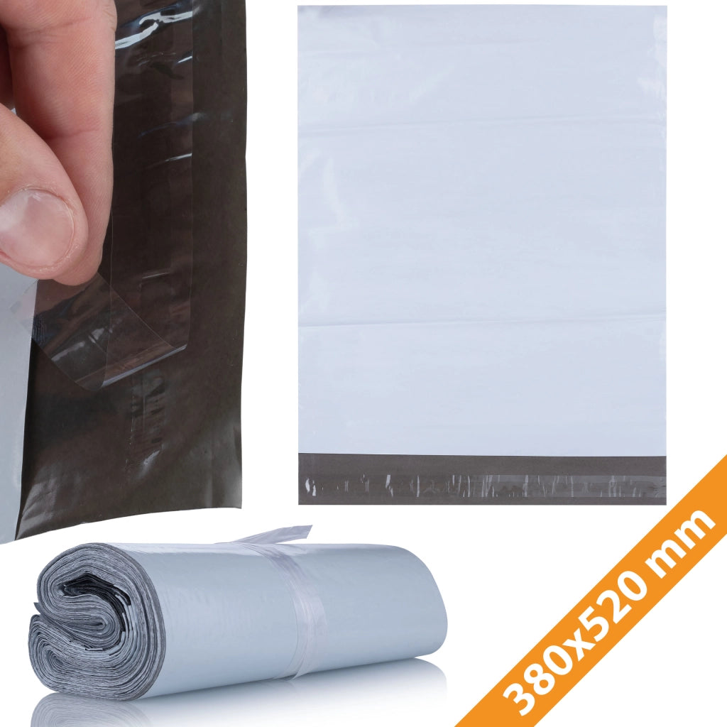 Buste per Spedizioni Bianche 380x520 mm 100 Pezzi – LDPE Resistente, Impermeabile, Sicurezza Dati e Prodotti