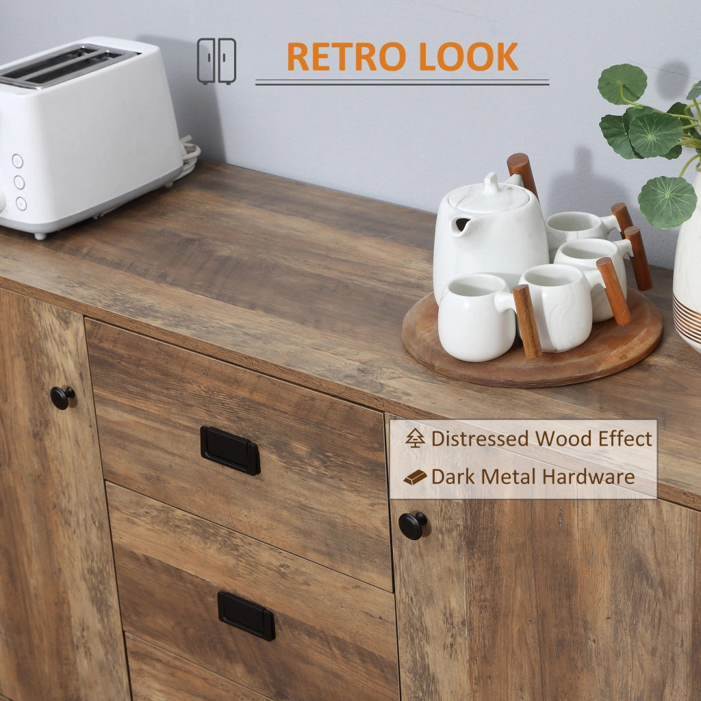 Credenza 120x39,5x77 cm in Truciolato e Metallo Marrone