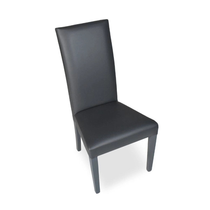 Sedia Nancy in ecopelle grigia antracite con gambe in tinta 2 pezzi