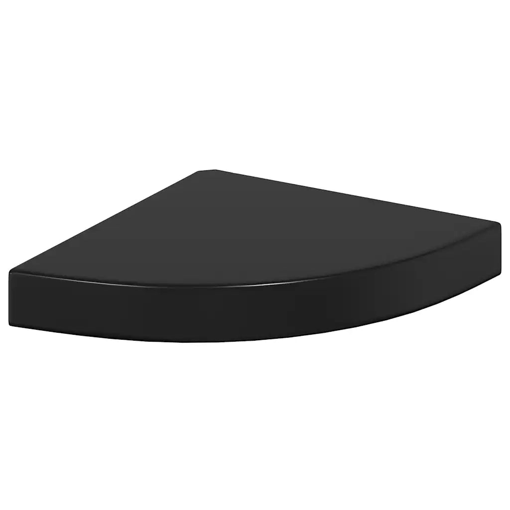 Scaffale Angolare a Parete | Mensola sospesa Nero Lucido 25x25x3,8 cm in MDF