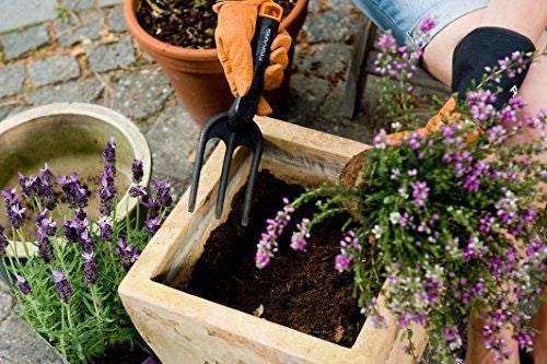 Fiskars 1000696 Solid Forca da Giardino 3 Denti 29.5 cm Poliammide Rinforzato Fibra di Vetro colore Nero Arancione