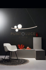 SOSPENSIONE ALTALENA ORO CON VETRI BIANCO A LED 4000K 2947LM 48W L.120CM DIMMERABILE
