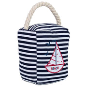 Fermaporta in cotone con barca blu, 14.5x10x5h cm