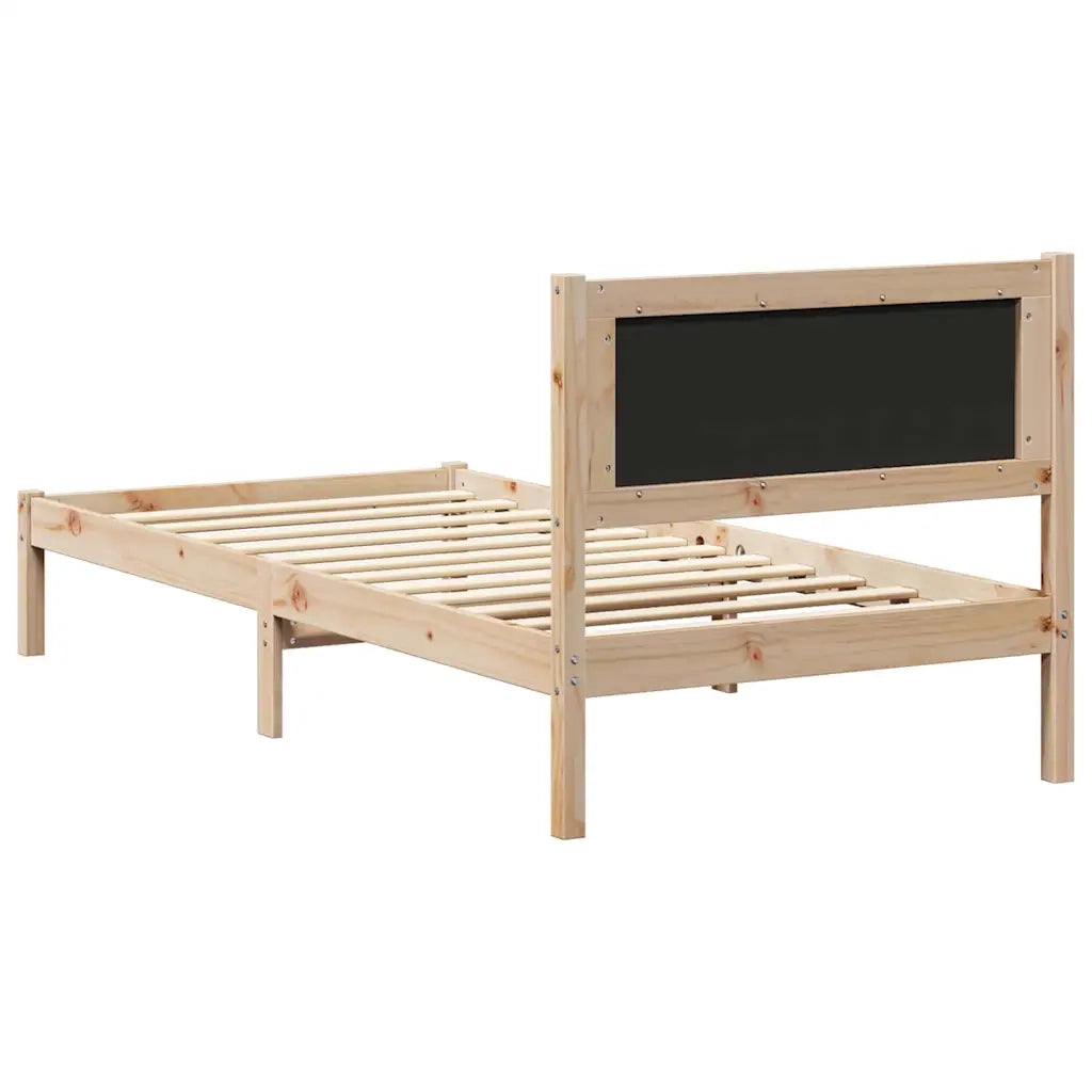 Letto con Testiera Rivestita Nero 90 x 190 cm Pino massello 878296