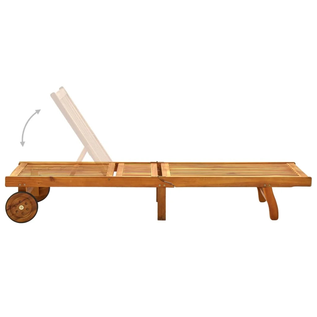 Lettino prendisole sedia a sdraio lettino prendisole letto da giardino mobili da esterno per patio con cuscino legno massello di acacia 02_0012375