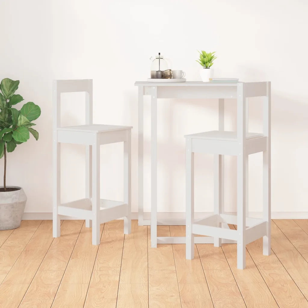 Sedie da Bar 2 pz Bianche 40x41,5x112 cm Legno Massello di Pino 822143
