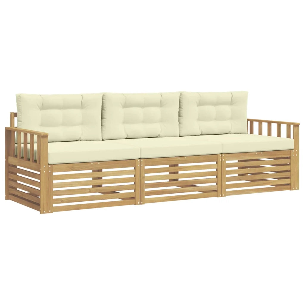 Set di divani da esterno 3 pz Bianco e Crema Poliestere 3389955
