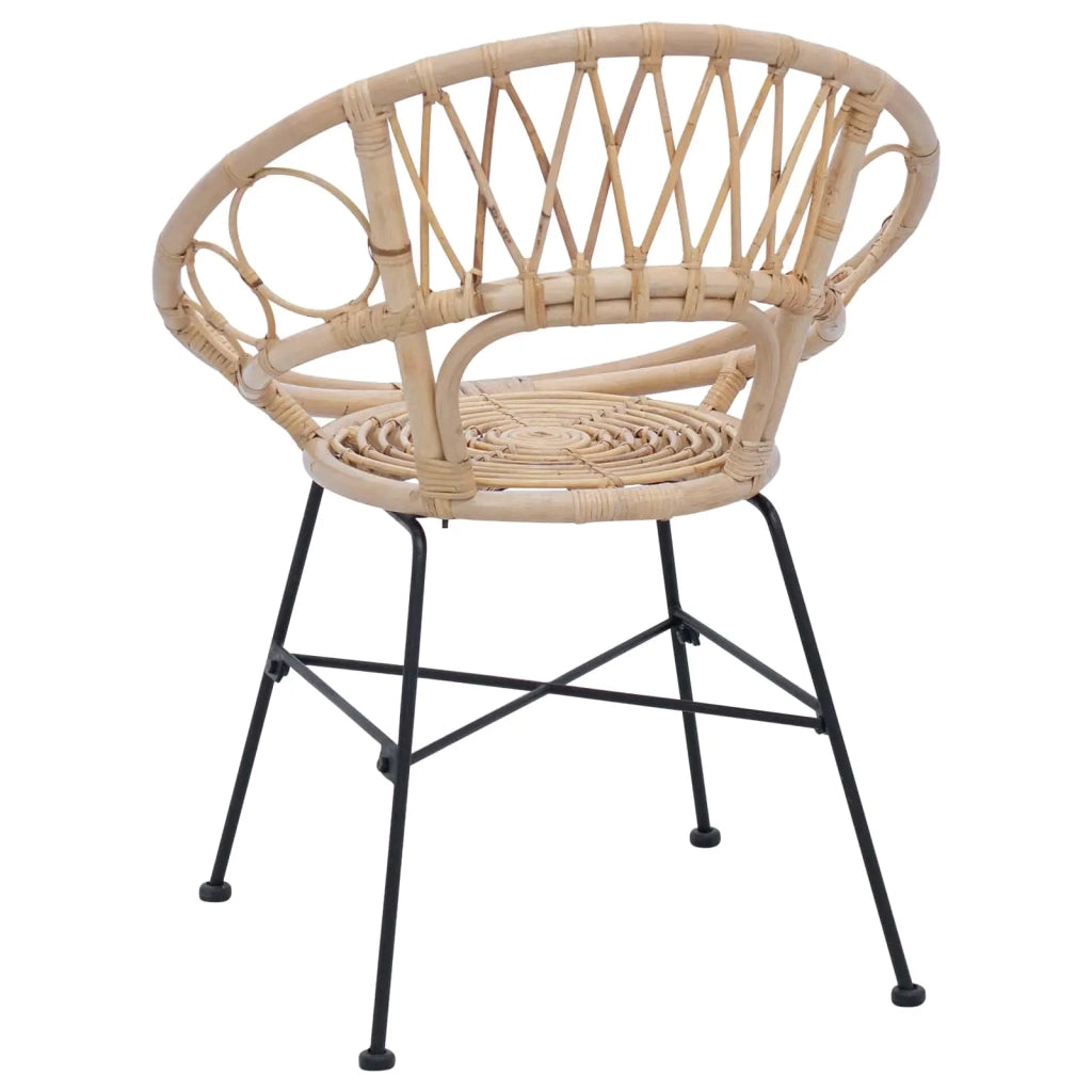 Sedia da pranzo 2 pz | Sedie da cucina Rattan e Ferro Naturale 54 x 65 x 82 cm