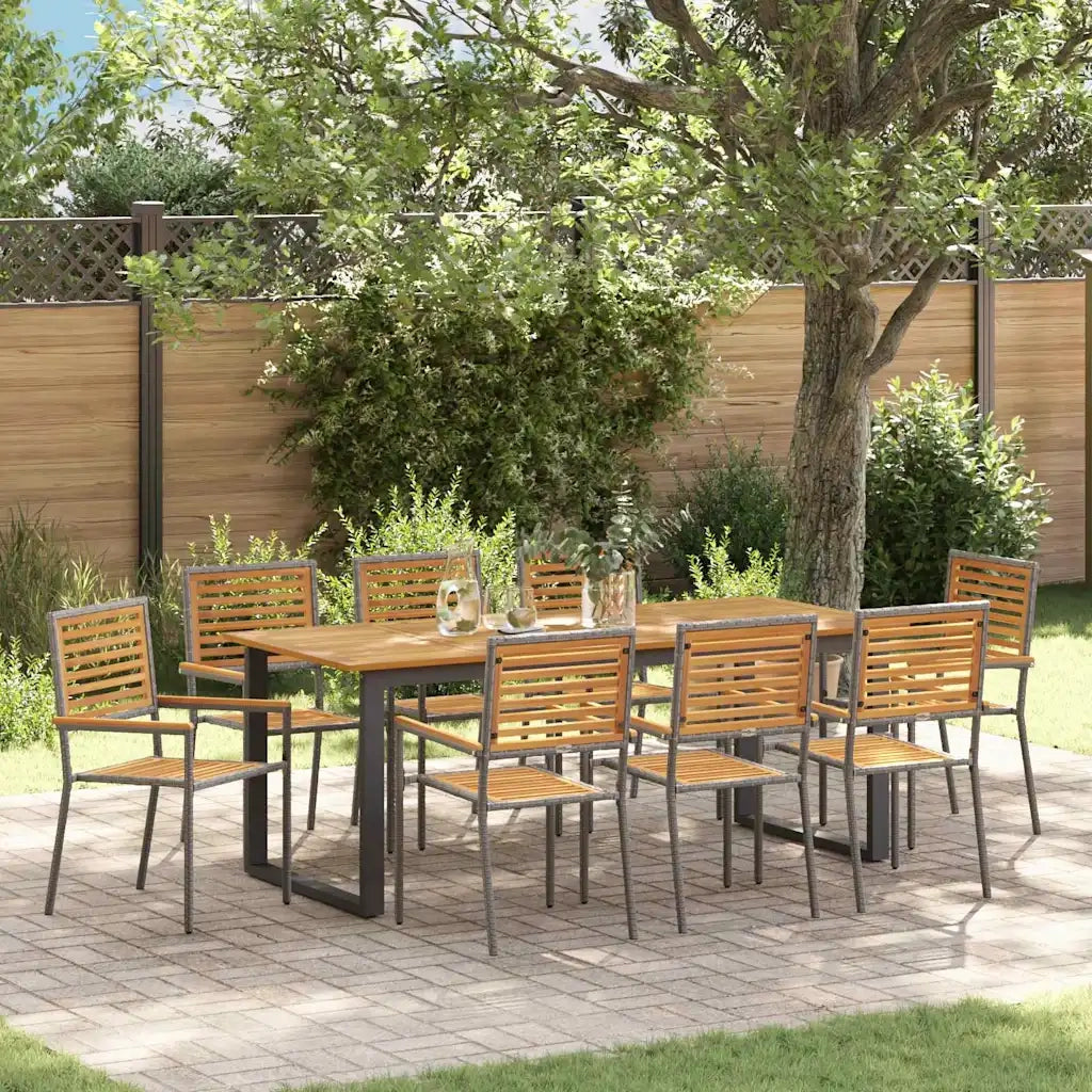 Set da Pranzo per Giardino 9 pcs Grigio