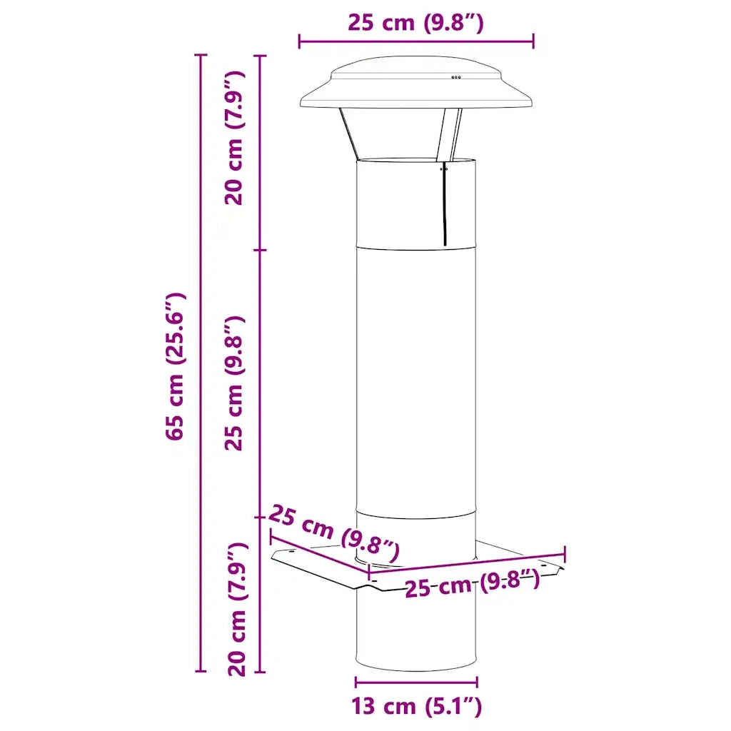 Estensione Camino Argento 25 x 25 x 65 cm Acciaio inossidabile 42008443