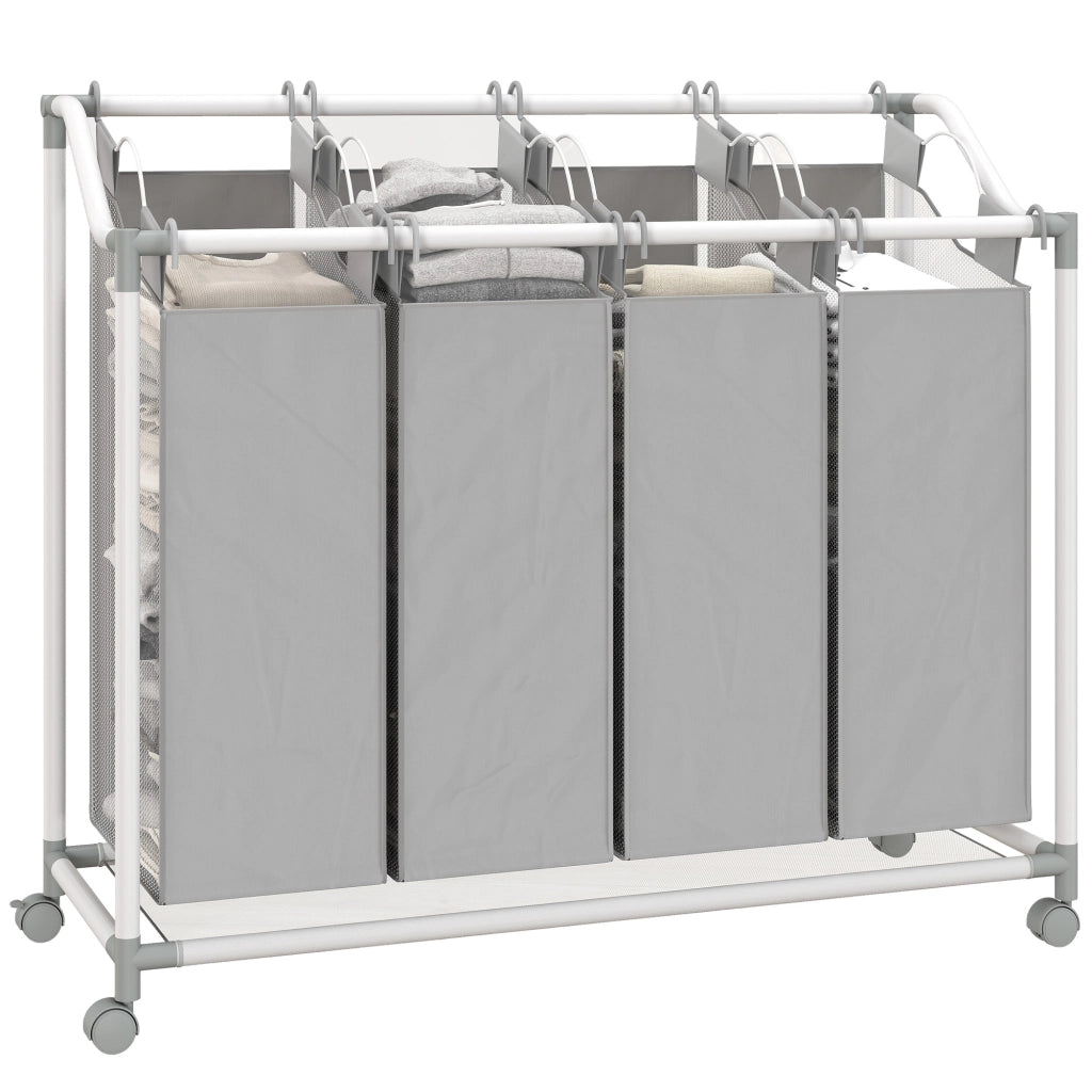 Cestino per il bucato con 4 scomparti 160 L ¨C zephmum ¨C Grigio 97x38x81 cm