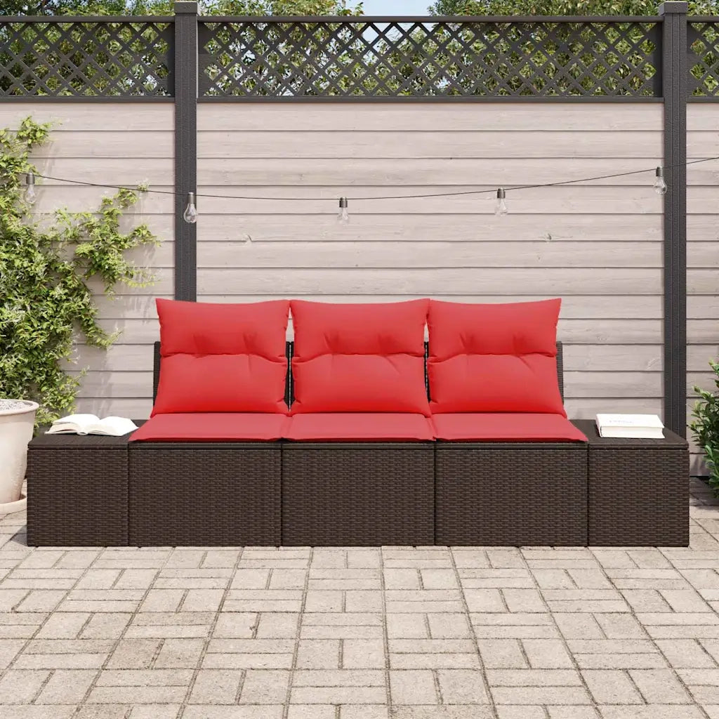 Set di divani con cuscino 3 pcs Marrone polyrattan 3346924