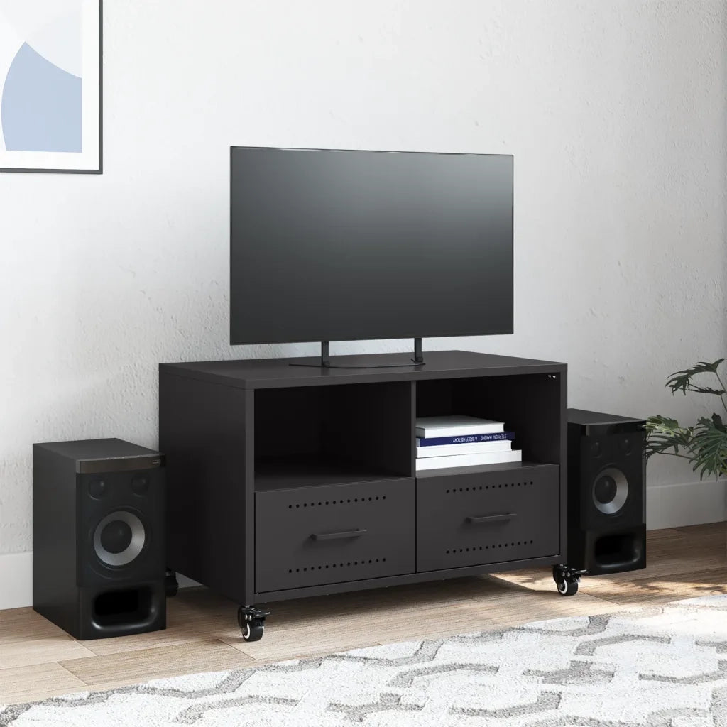 Mobile TV | Armadietto TV | Mobile Porta TV Nero 68x39x43,5 cm in Acciaio