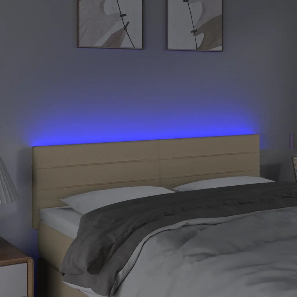 Testiera a LED-Testata con LED Crema 144x5x78/88 cm in Tessuto 737312