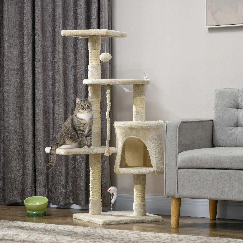 Tiragraffi per Gatti con Cassetta ¨C zephmum ¨C Beige 40x40x116 cm