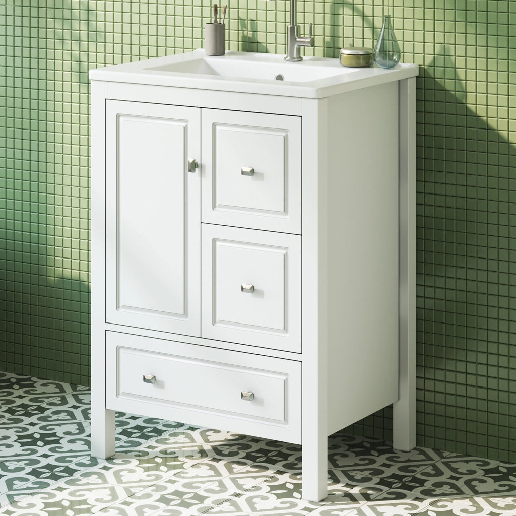 MOBILE BAGNO freestanding 62x47x90 cm in MDF e Ceramica Bianco