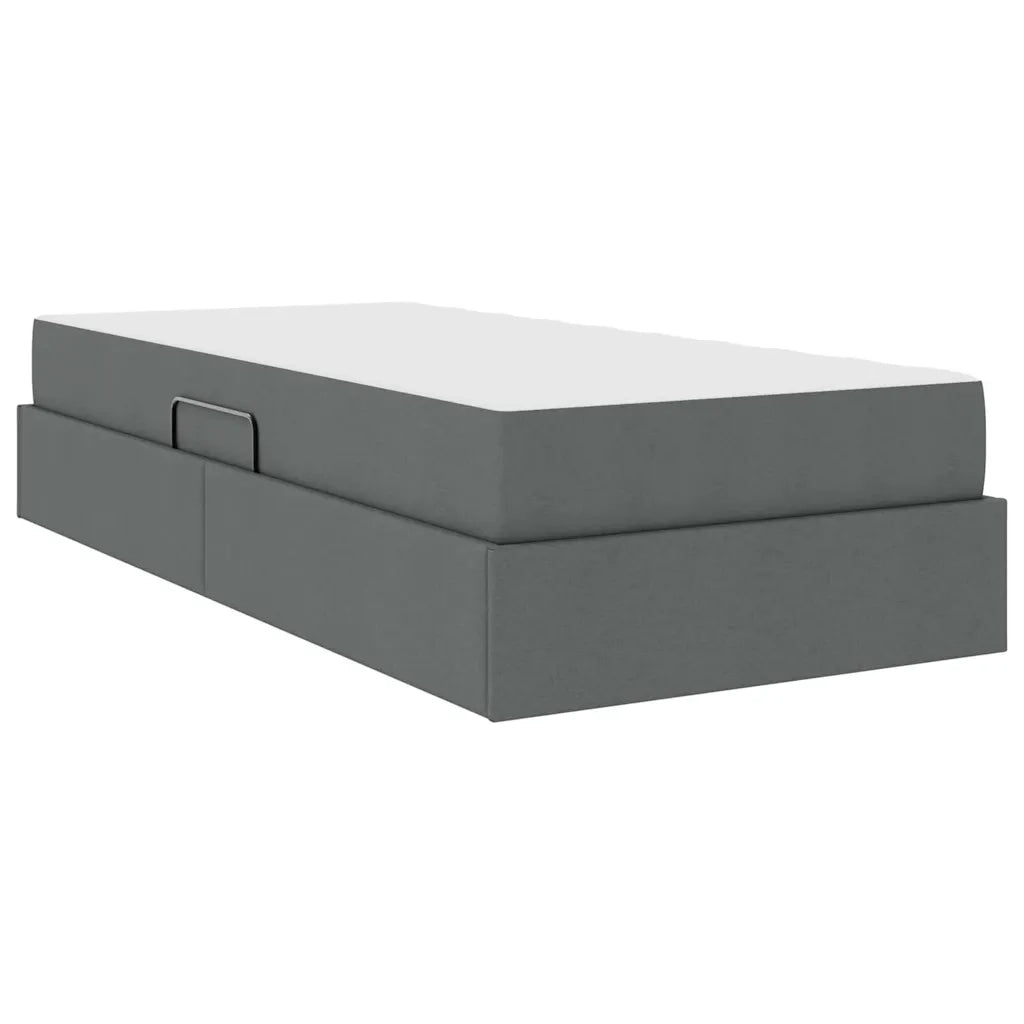 Letto con contenitore e materasso Grigio scuro 100 x 200 cm