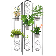 Portapiante Verticale Pieghevole da Esterno in Metallo ¨C Xylo ¨C 5 Vasi, Nero, 82x12.5x150cm