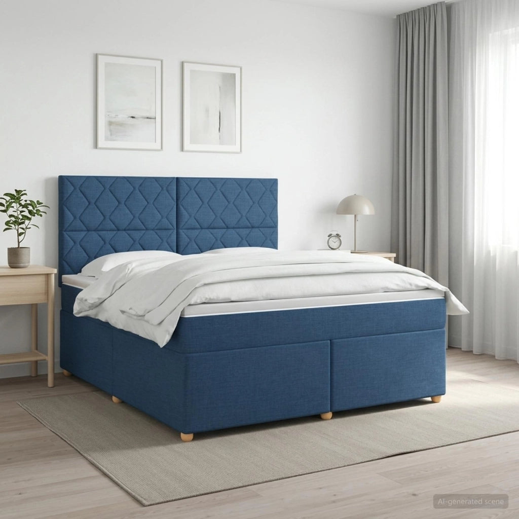 Letto box spring con materasso Blu 140 x 200 cm Tessuto 3453913