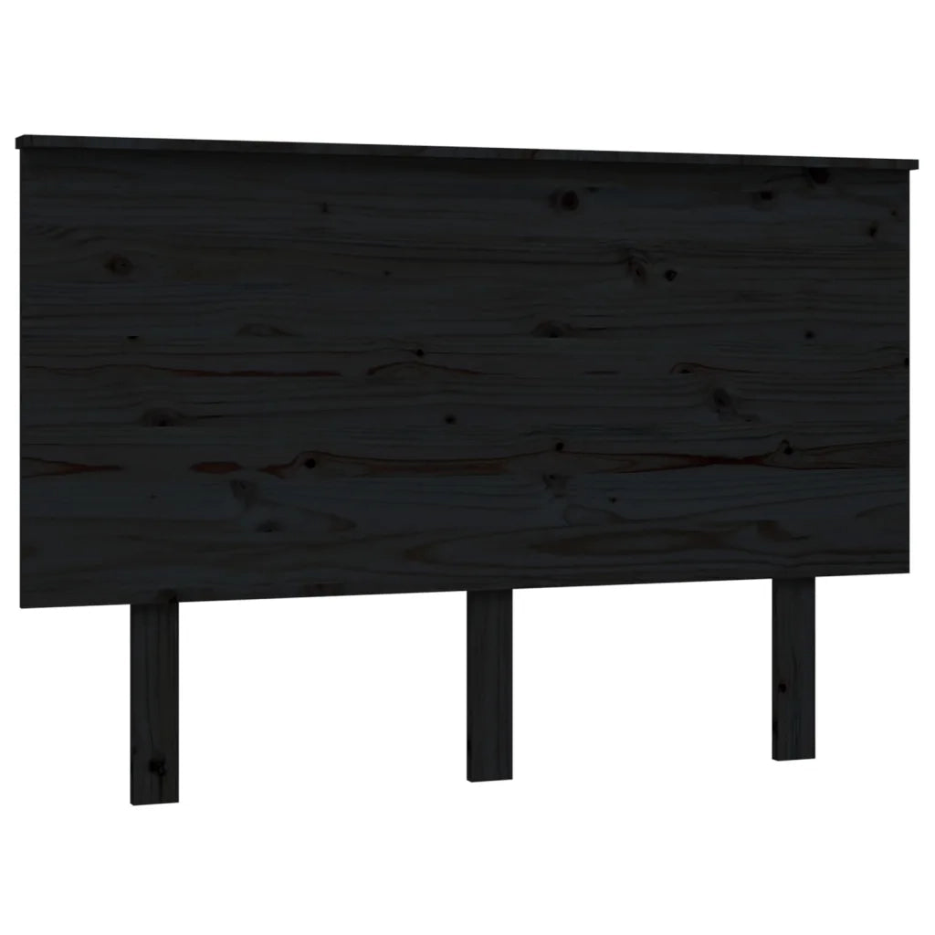 Testiera | Testata per Letto Nera 124x6x82,5 cm in Legno Massello di Pino