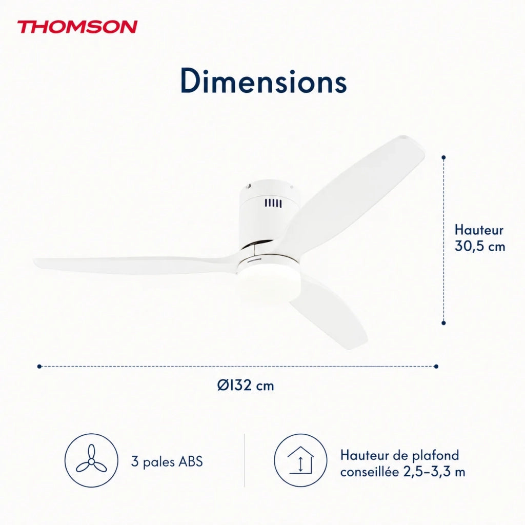 Ventilatore da soffitto con luce e telecomando incluso THOMSON SARA