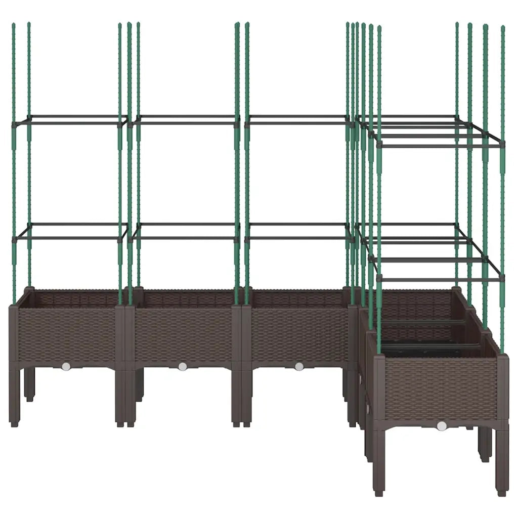 Fioriera Giardino con Graticcio-Vaso da Esterno-Contenitore per Piante Marrone 160x120x142,5 cm in PP