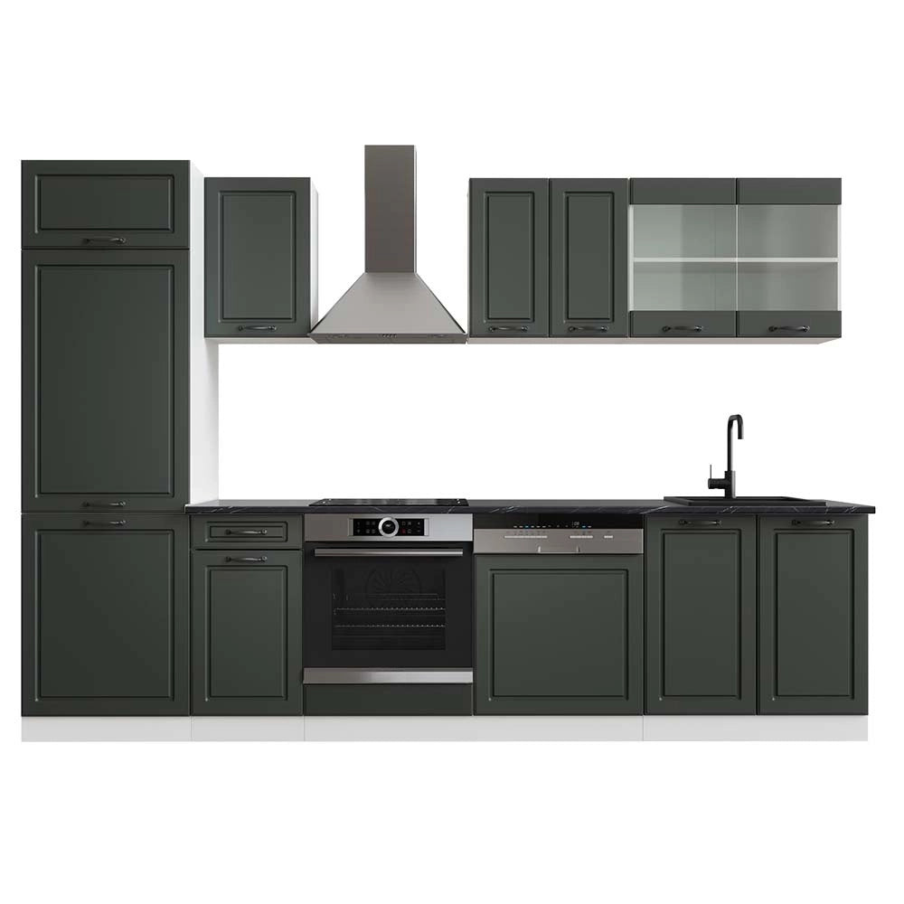 Cucina componibile R-Line Antracite rustico/Bianco 300 cm, PL Antracite Vicco