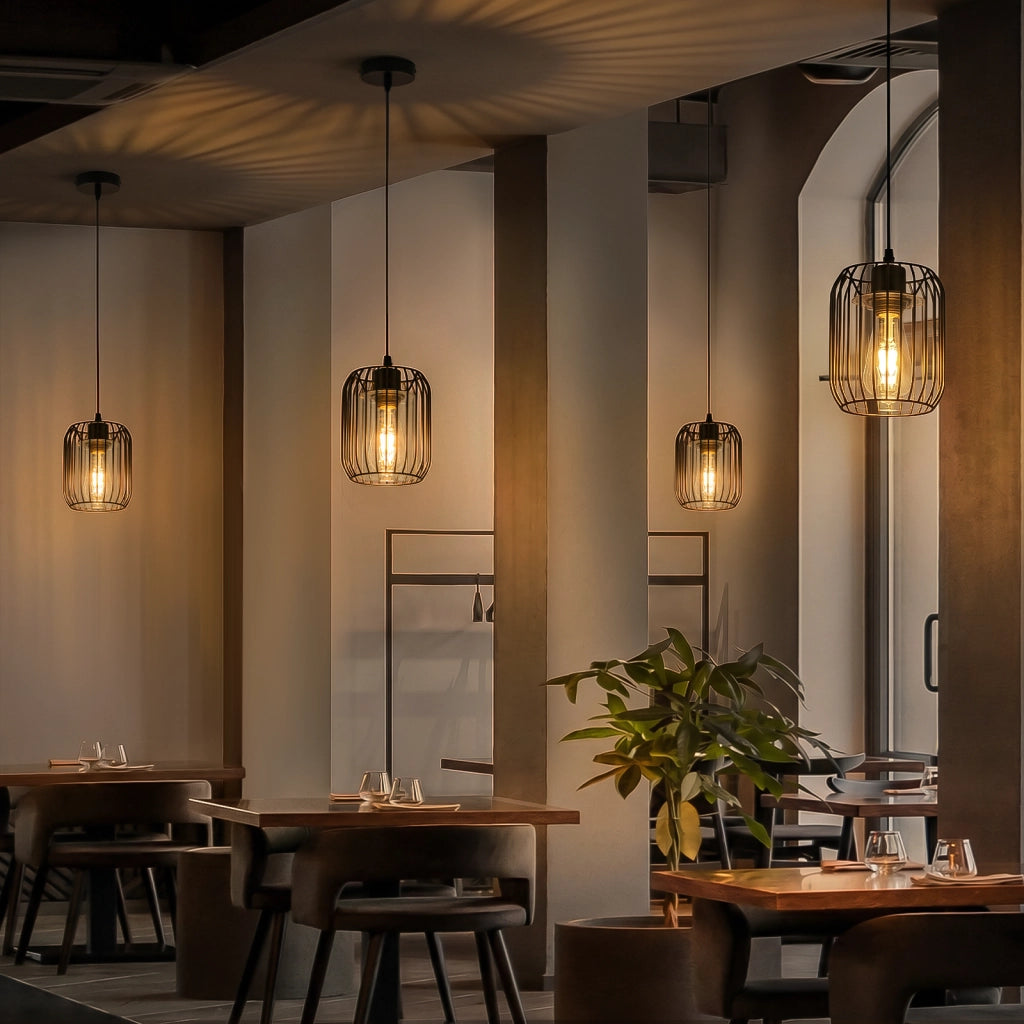 ZMH Lampada a sospensione vintage in vetro nero E27 industriale 1 luce per soggiorno lampadina non inclusa