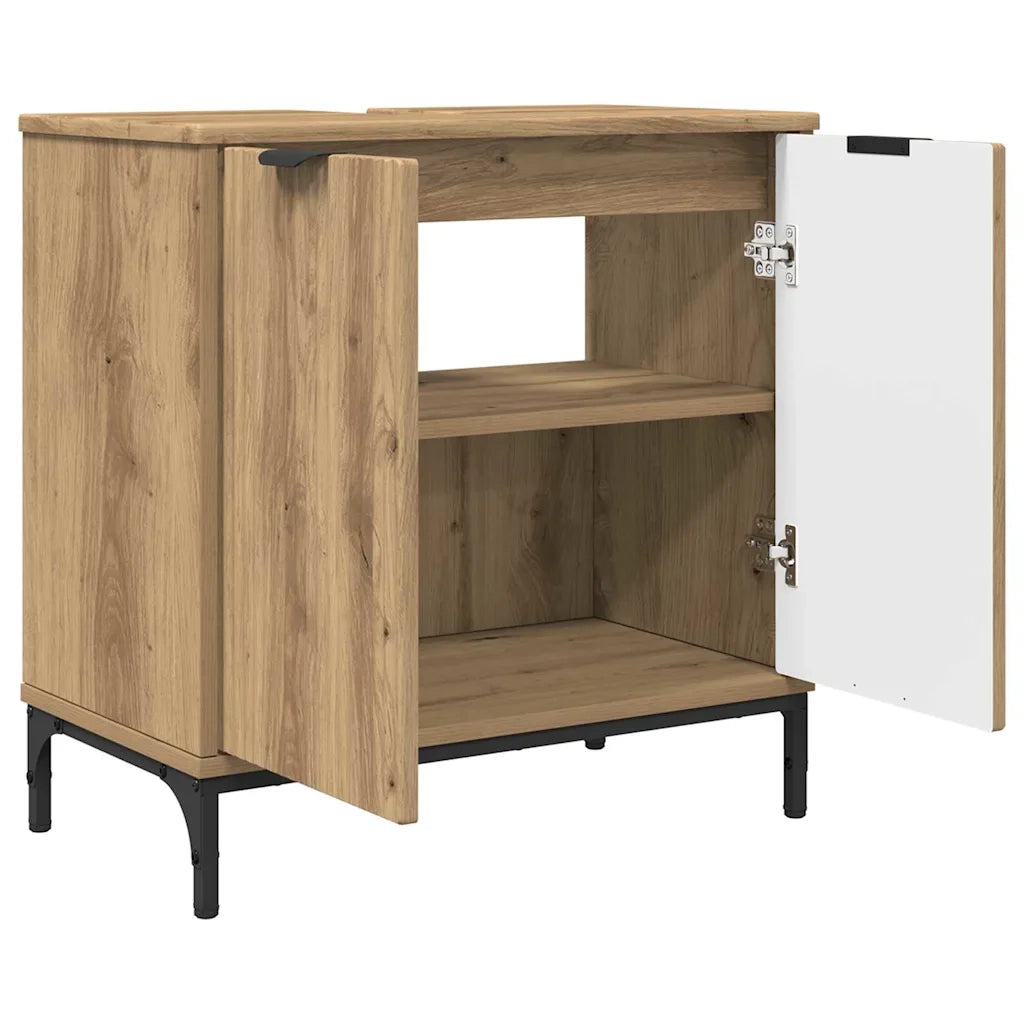 Armadio per Lavabo da Bagno con porta Rovere artigianale 883423