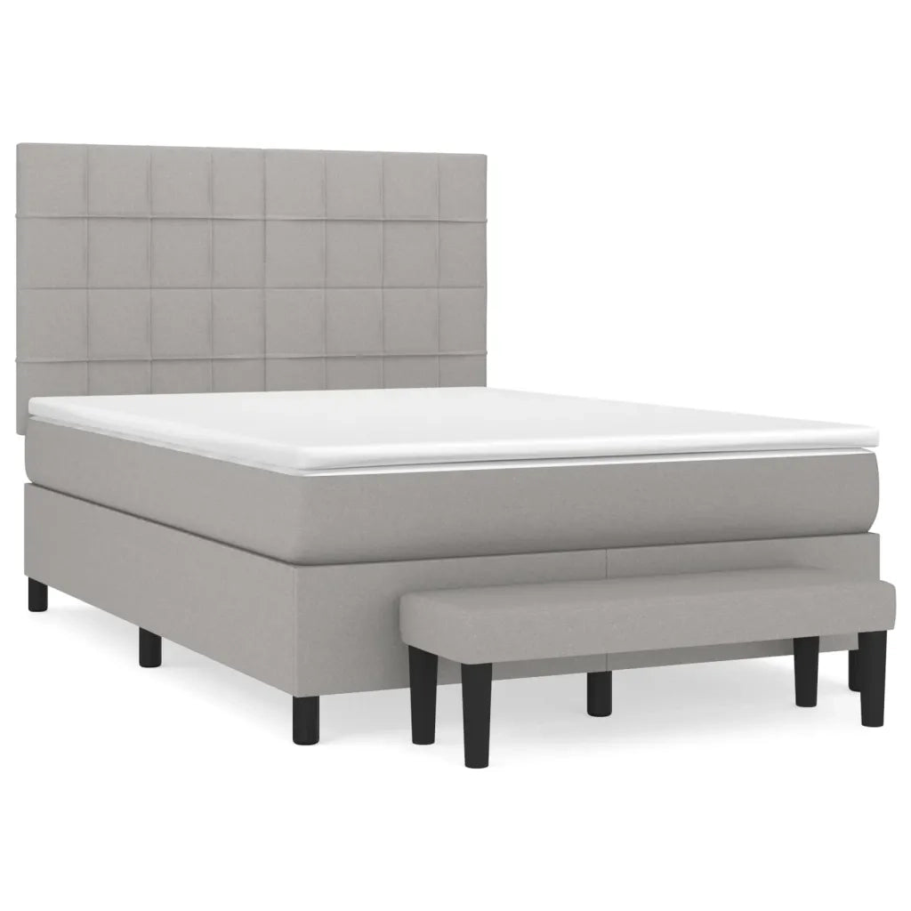 Giroletto a Molle con Materasso Grigio Chiaro 140x190cm Tessuto 3136589