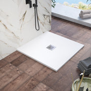 Piatto doccia 90x90cm in marmoresina bianco effetto pietra | Kos